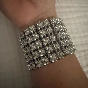 Silver Crystal Stretch Bracelet - Women Jewelry